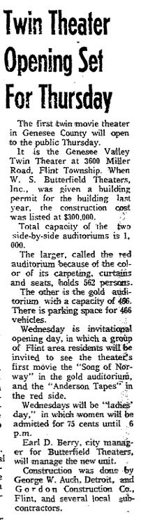 Genesee Valley Cinemas - Aug 1971 Article